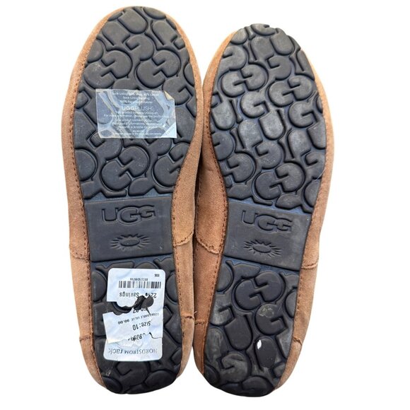 UGG Alder Mens Chestnut Slippers Size 10 Sheepskin Lined Suede Moccasin - Picture 7 of 9